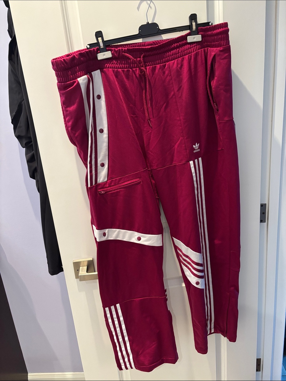 adidas Burgundy  Pants with White Stripes
